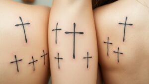 minimal sacred cross tattoos