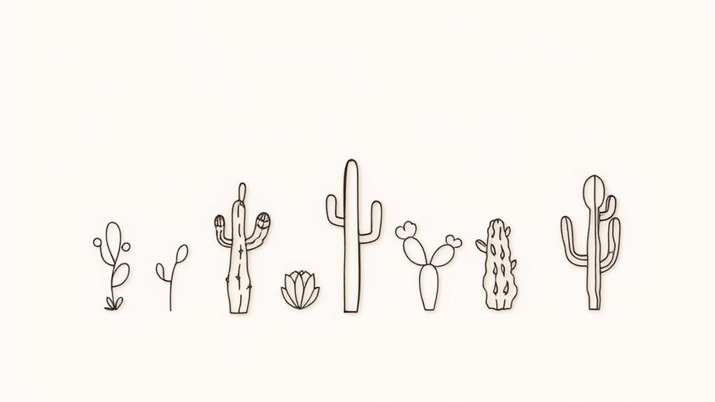 minimalist cactus line art