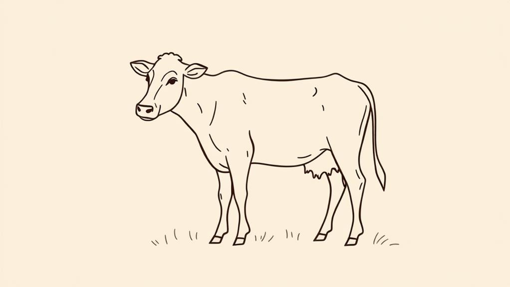 minimalist cow line drawings