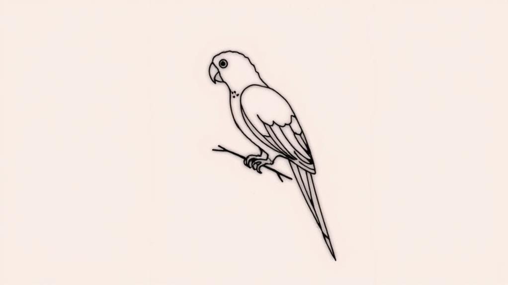 minimalist parrot tattoo design