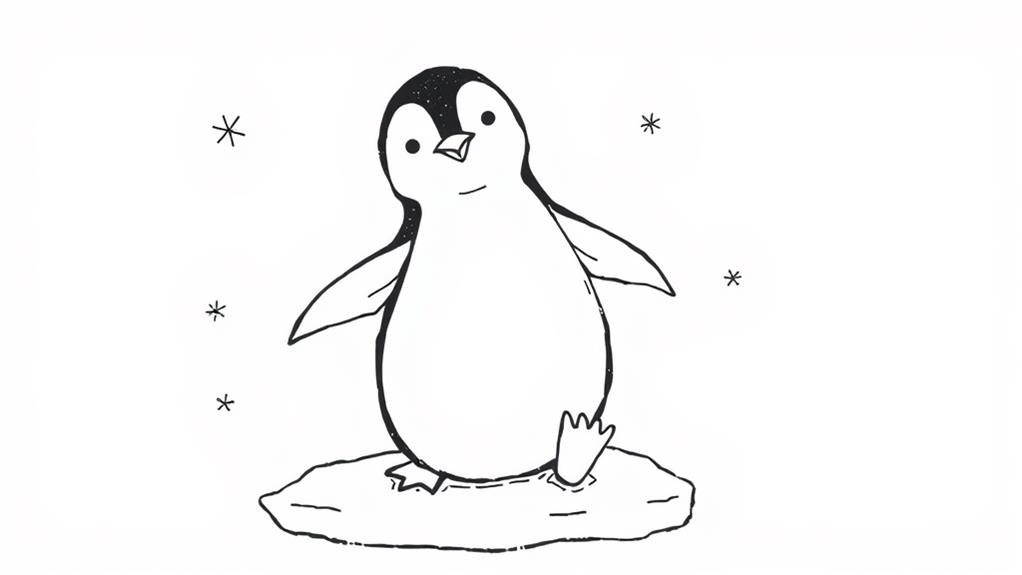 minimalist penguin line drawing