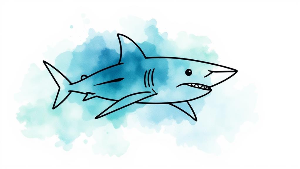 minimalist shark line drawing