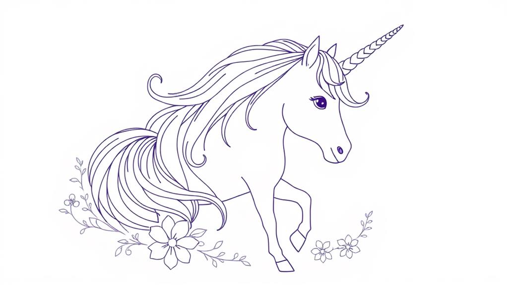 minimalist unicorn line drawing