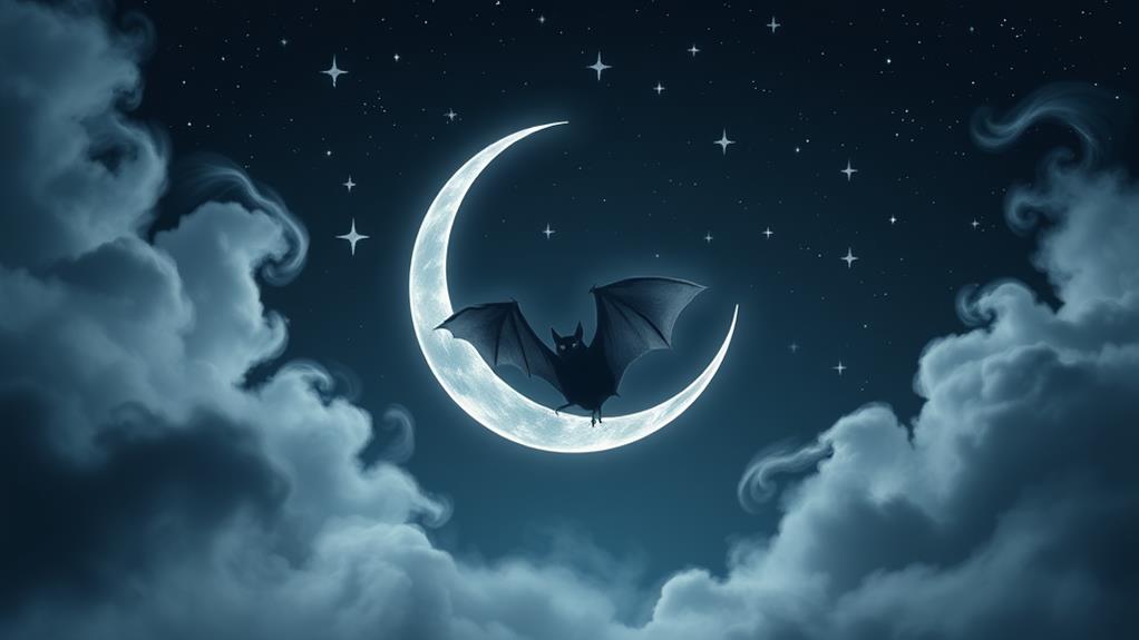 moonlit bat in flight