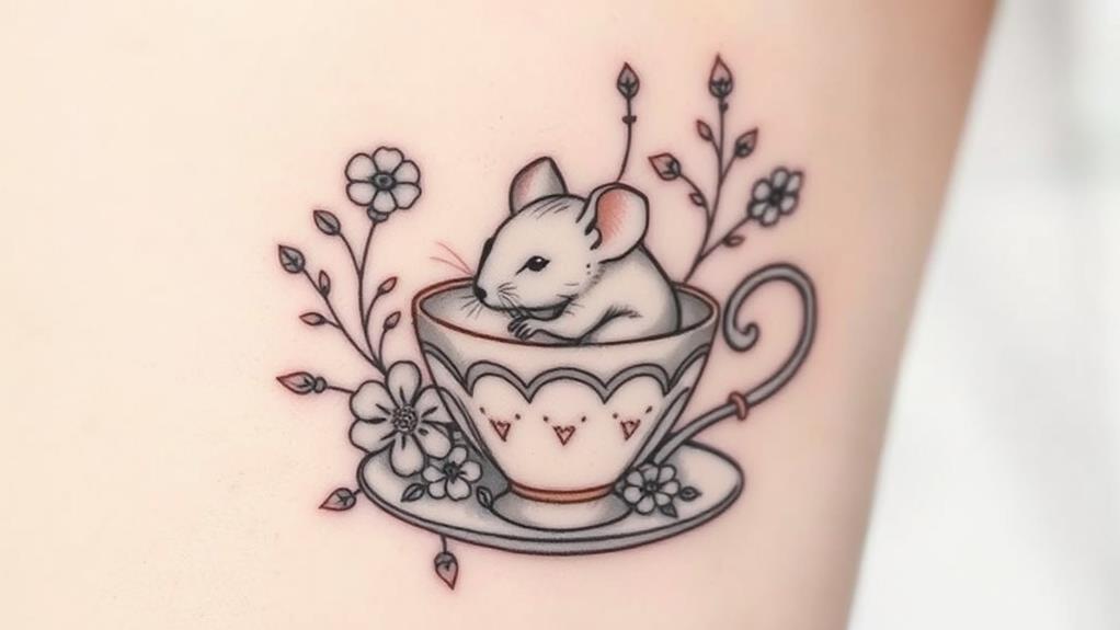 mouse nestled in cup