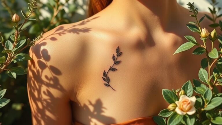 nature inspired minimal leaf tattoos