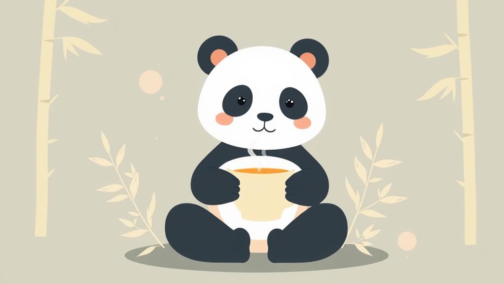 panda enjoys tea time