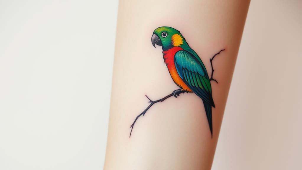 parrot themed minimal tattoo designs