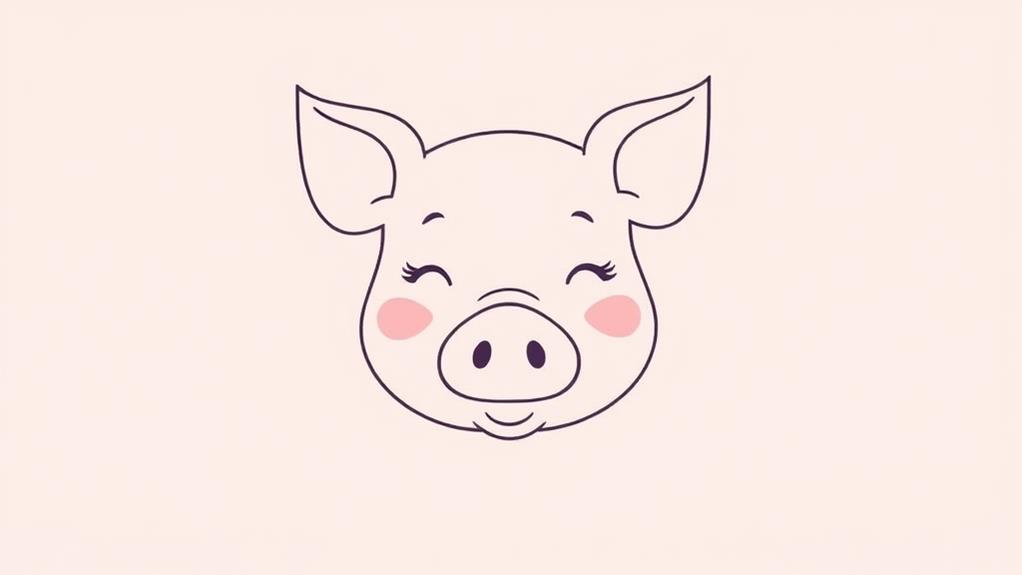 pig face outline drawing