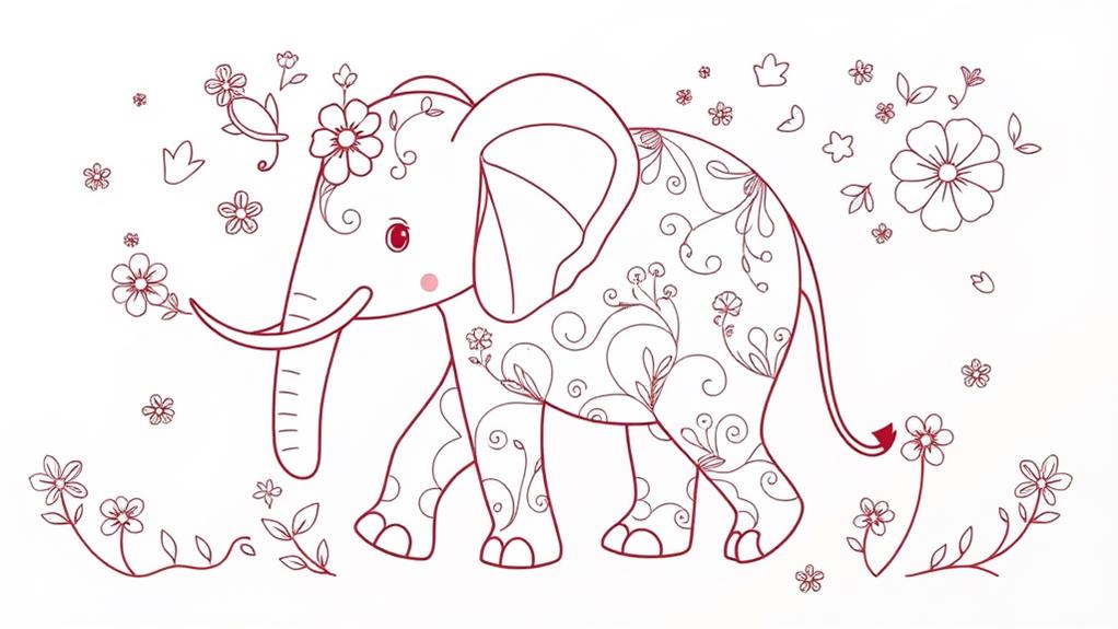 playful elephant sketch art