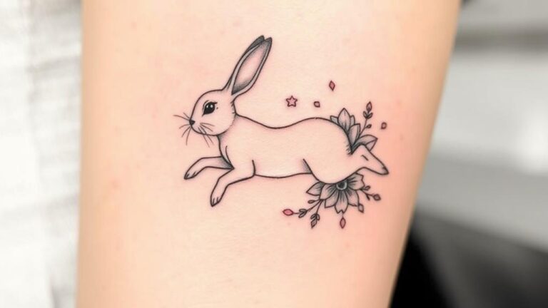 playful rabbit minimal tattoos