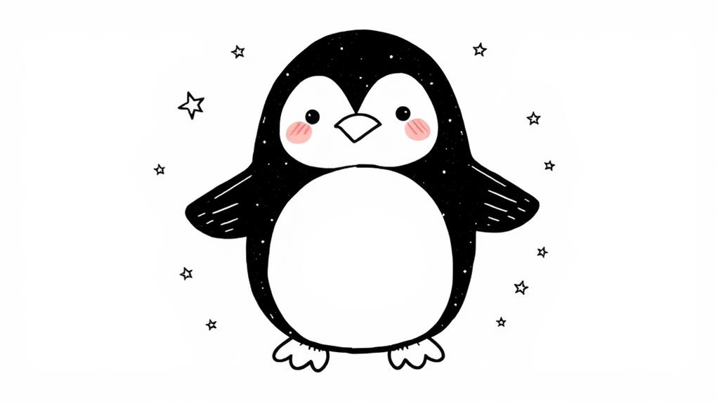 playful starry penguin design