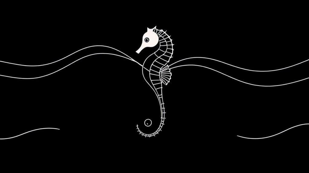 seahorse design with waves