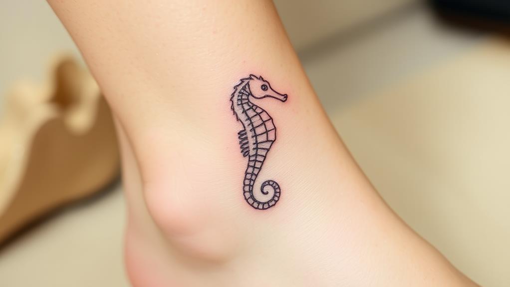 seahorse tattoo on ankle