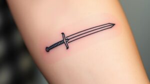 sharp minimal sword tattoos