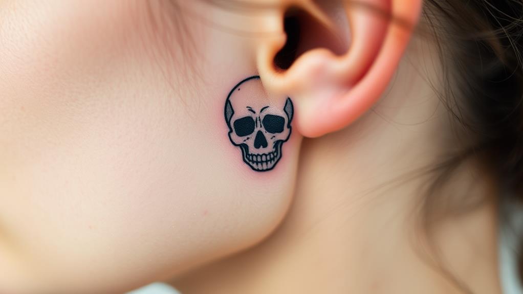 skull illustration behind ear