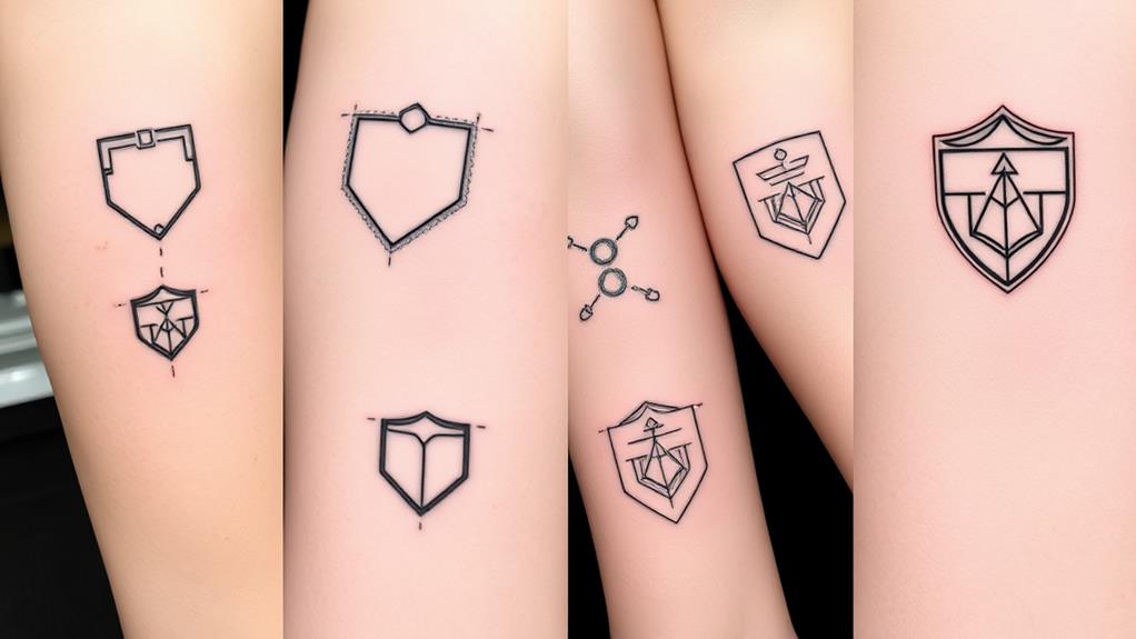 sleek minimalist shield tattoos