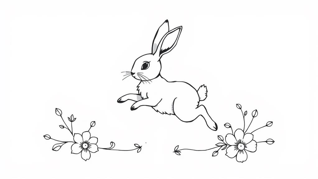 stylized bunny line drawing