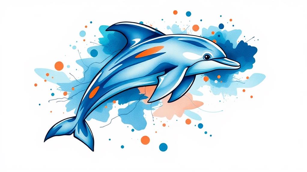 stylized dolphin ink design