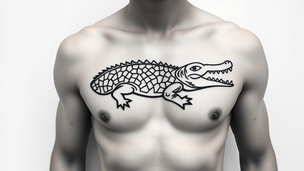 stylized geometric crocodile artwork