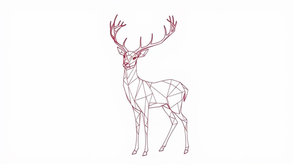 stylized geometric deer designs