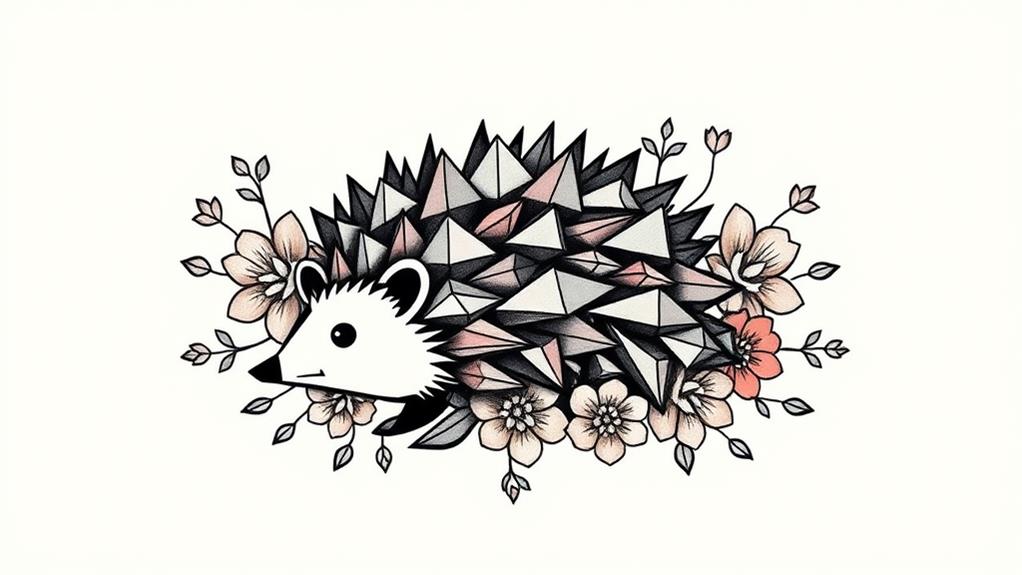 stylized geometric hedgehog art