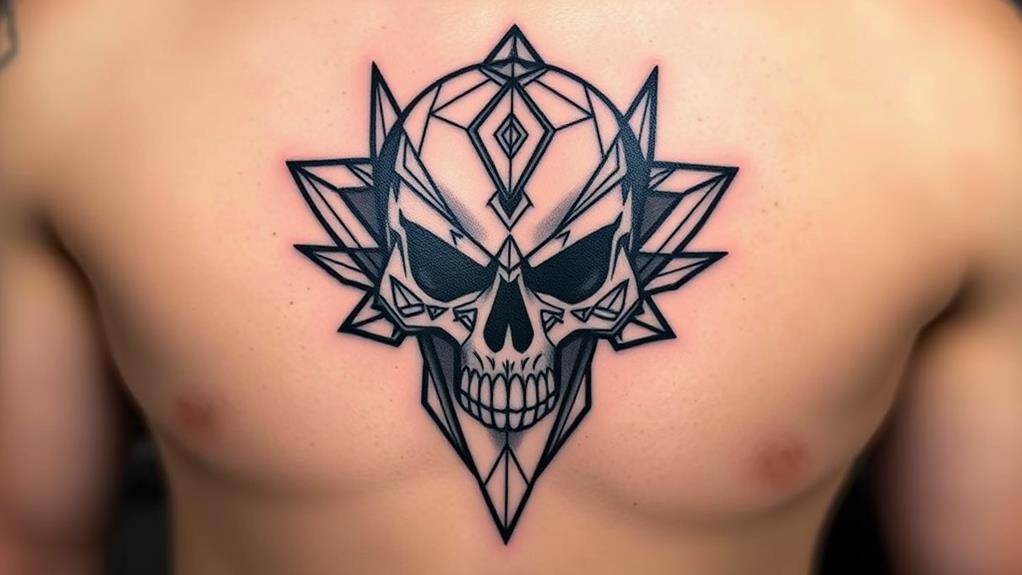 stylized geometric skull artwork