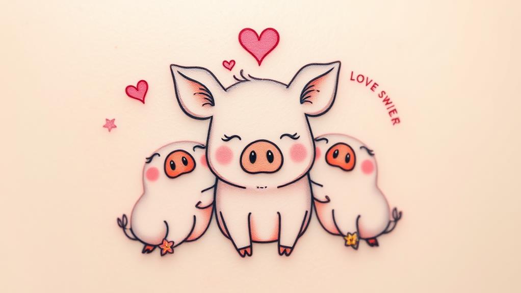 sweet playful pig tattoos