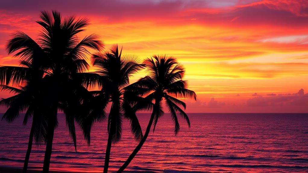 tropical sunset palm silhouette