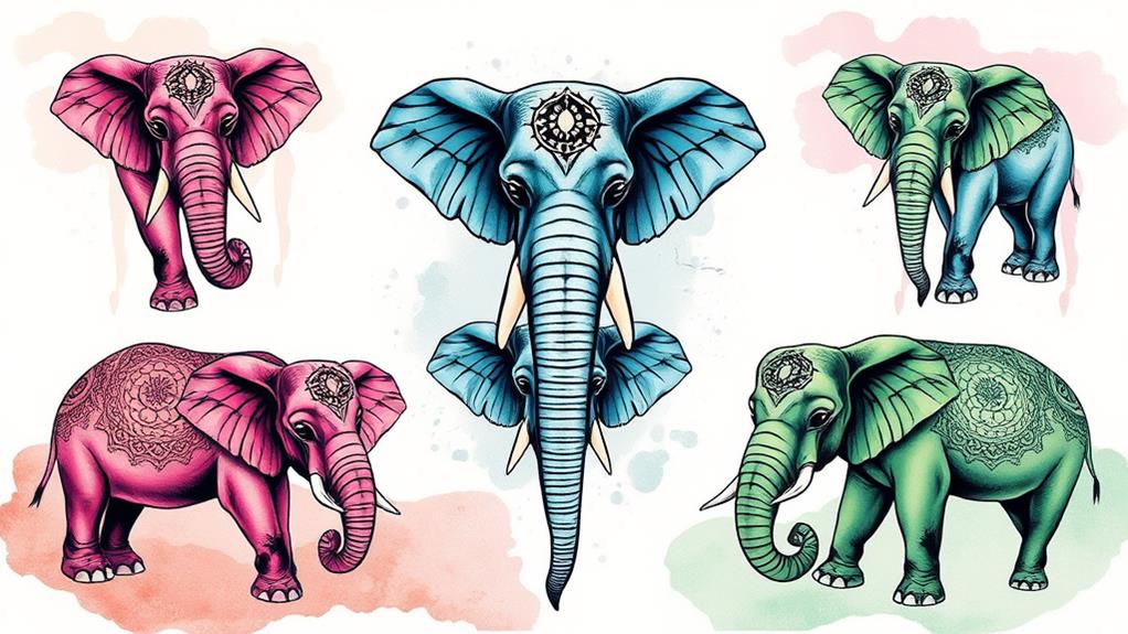 vibrant elephant tattoo designs