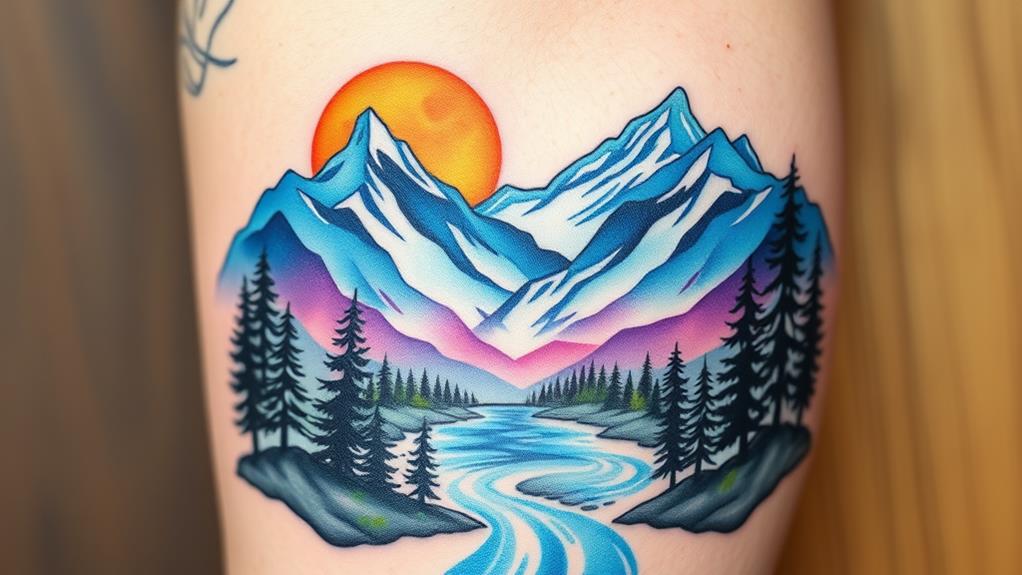 vibrant watercolor mountain designs