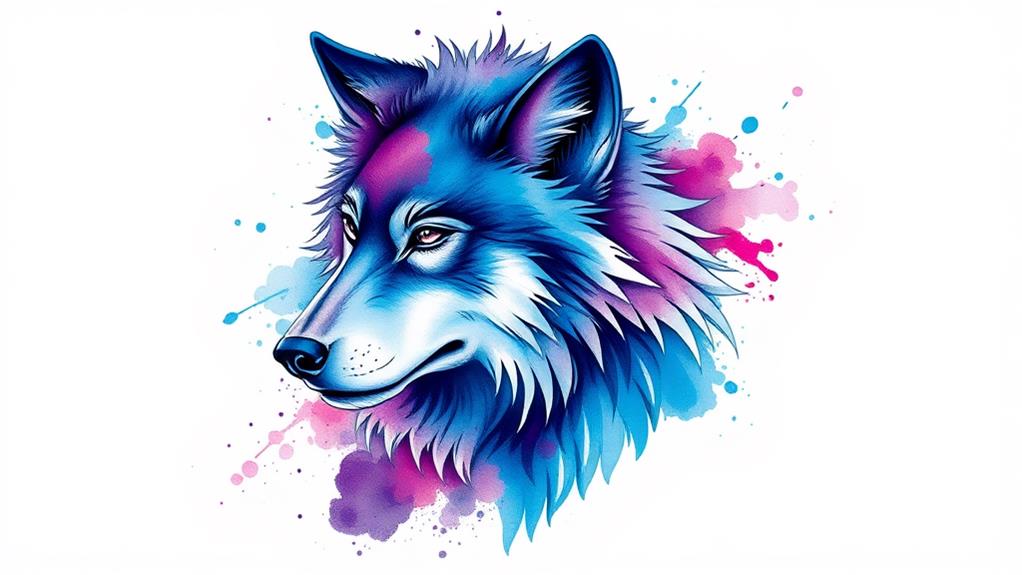 vibrant wolf ink designs