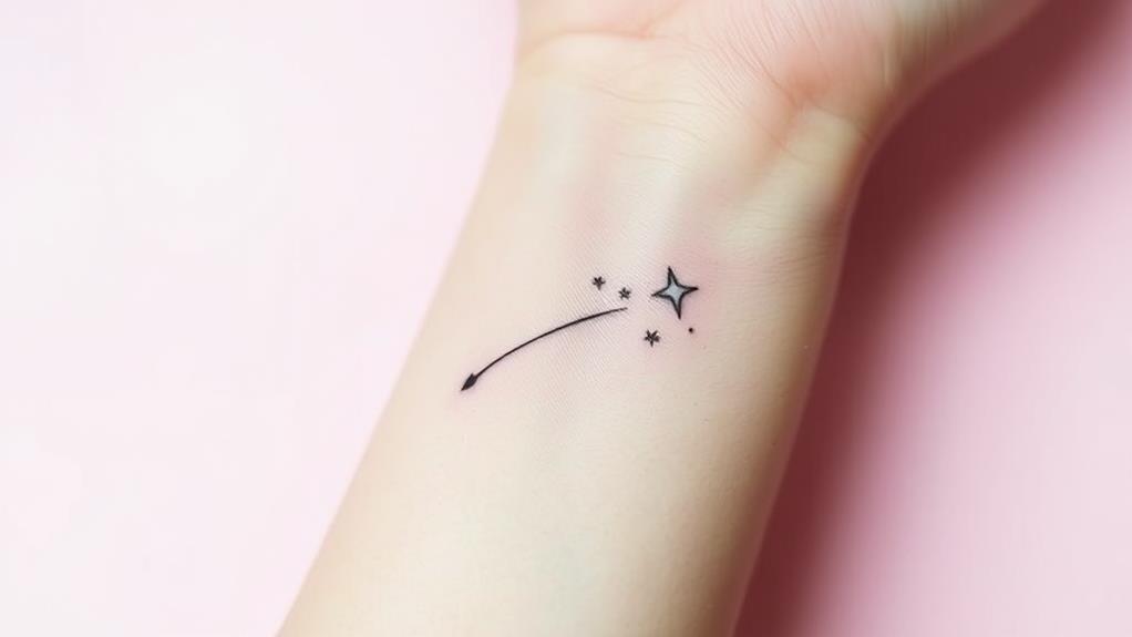 wrist tattoo of shooting star