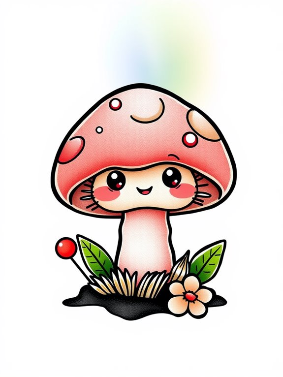 adorable mushroom cartoon character