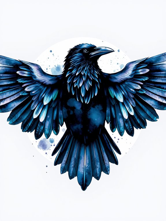 artistic watercolor raven illustration