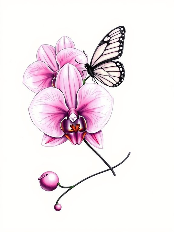 butterfly perched on orchid