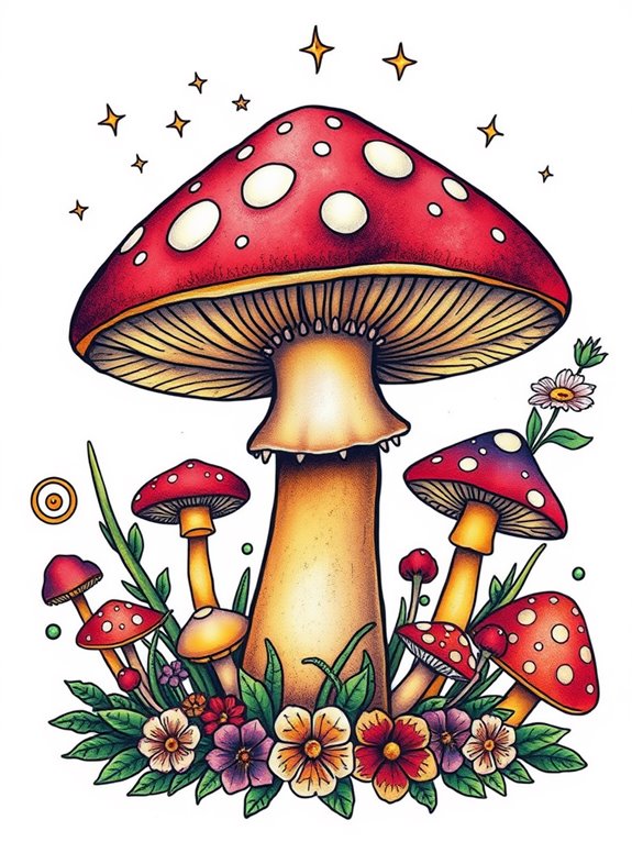 colorful enchanted mushroom scenery