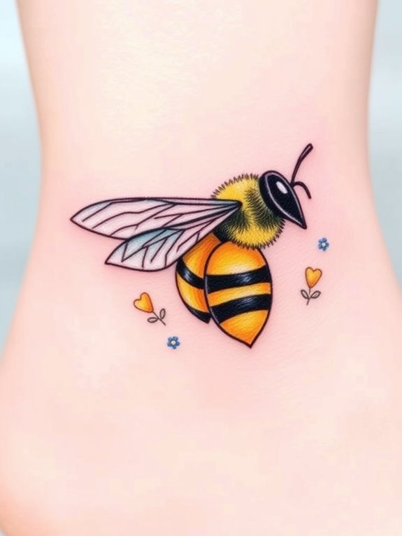 delicate bee ankle ink