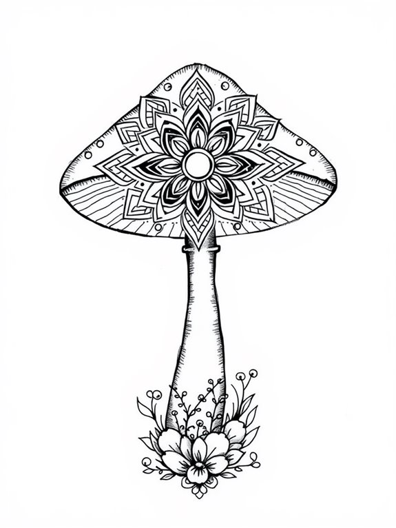 detailed mushroom mandala design