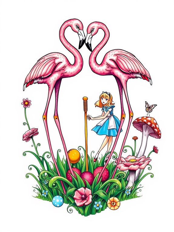 flamingos used as mallets