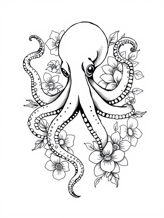 floral accented octopus design