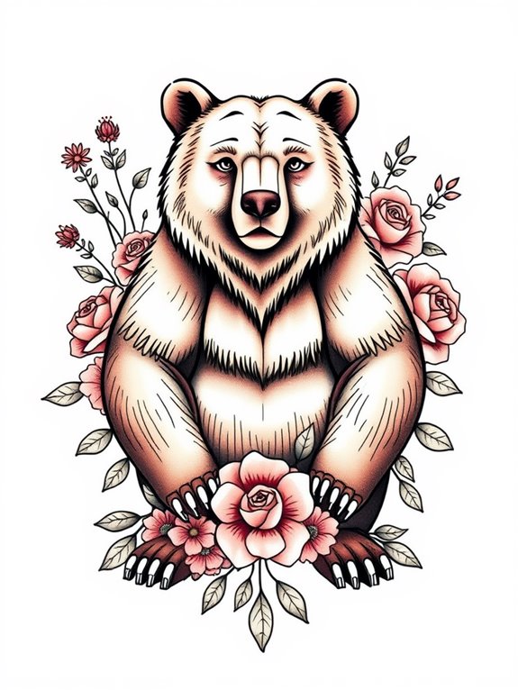 floral adorned bear figure