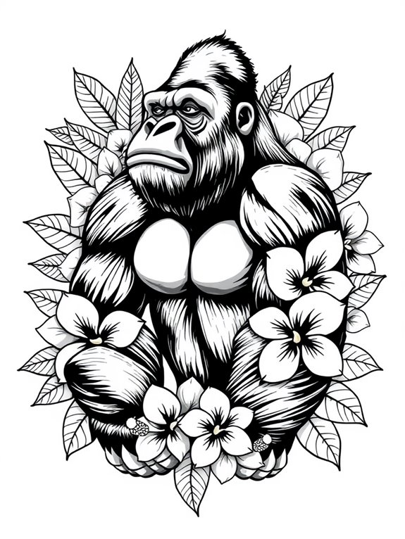 floral adorned gorilla design