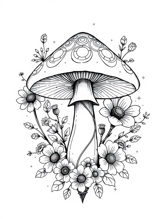 floral mushroom design fusion