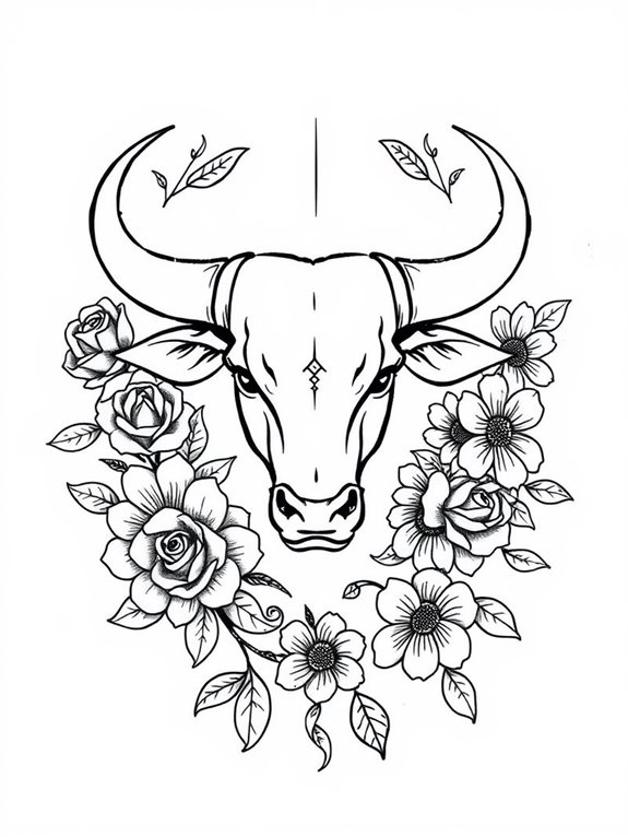 flower themed taurus emblem