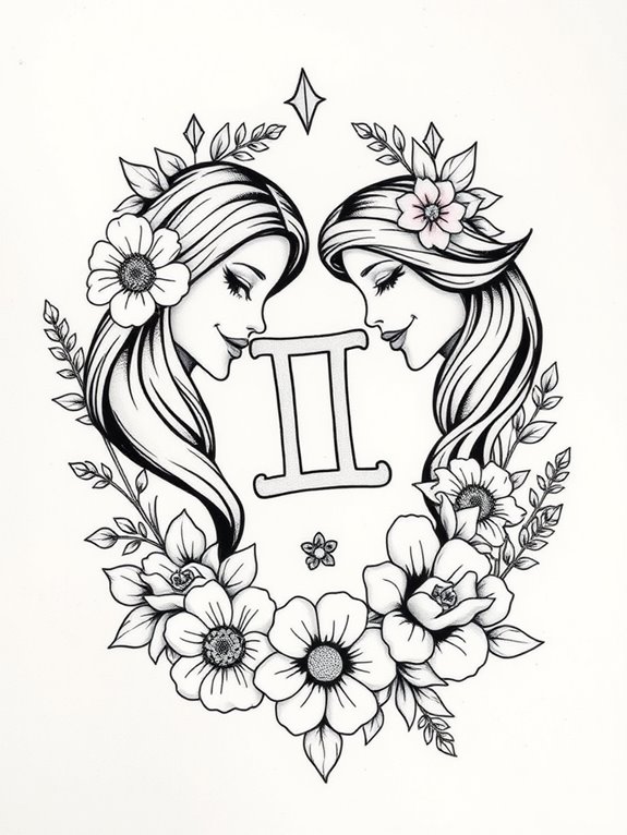 gemini floral zodiac design