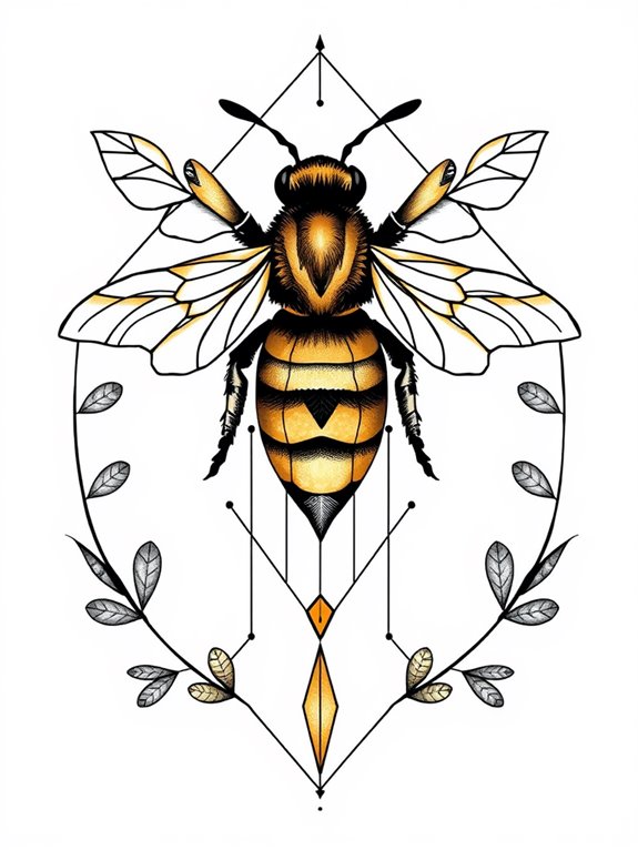 geometric design bee tattoo