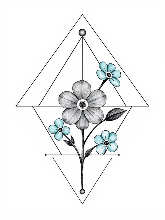 geometric forget me not tattoo designs