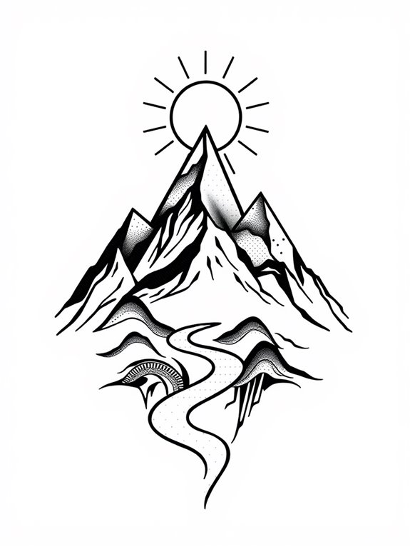 geometric landscape ink designs