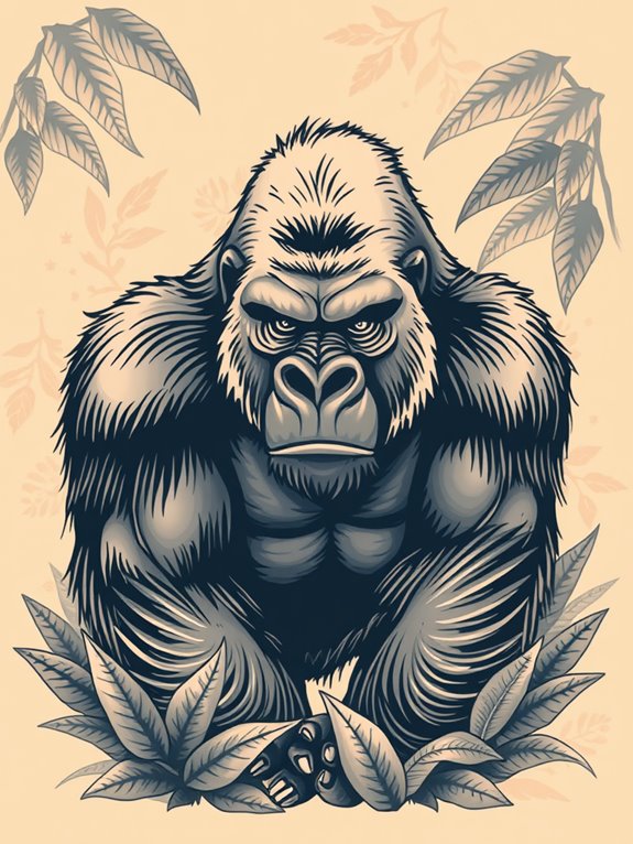gorilla amidst lush jungle